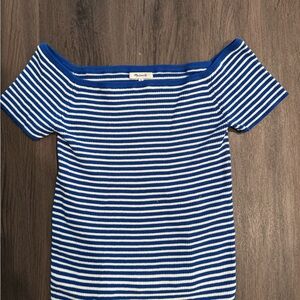 Madewell and White Striped Off-Shoulder Top